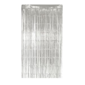 CORTINA METALIZADA PLATEADA 1x2mts